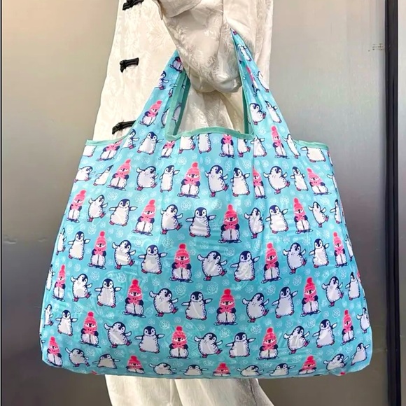 NEW PENGUIN FOLDABLE TOTE BAG LARGE CAPACITY CUTE PENGUIN 🐧 PRINT - Picture 8 of 8